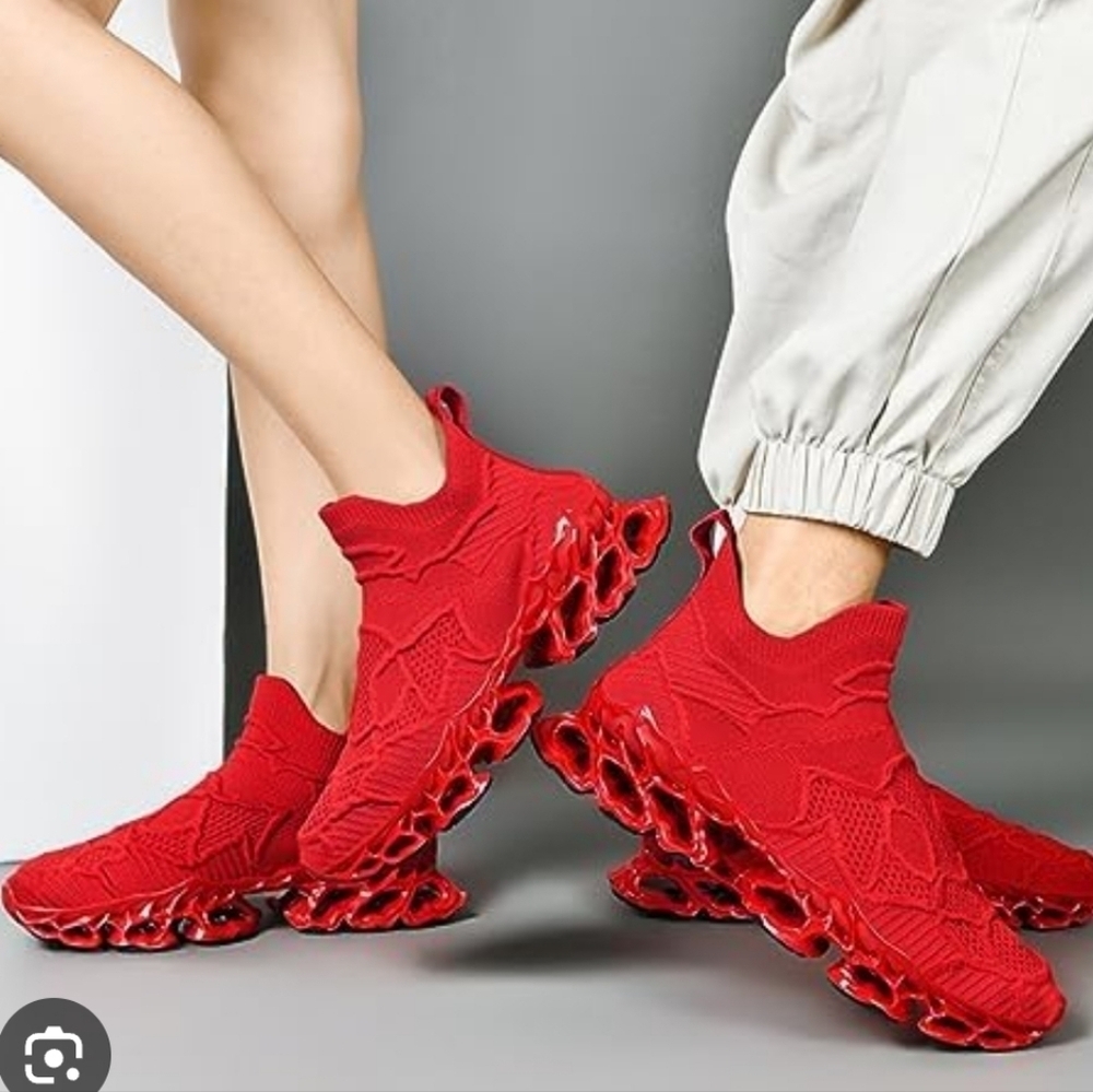 High Fashion Bold Red Knit High-Top Unisex Sneakers🌴✌️ - Picture 10 of 10